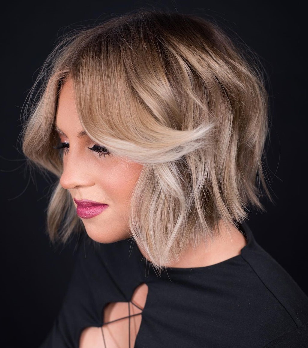 Balayage Bob with Curtain Bangs
