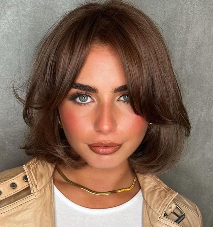 Short Bob with Long Curtain Bangs