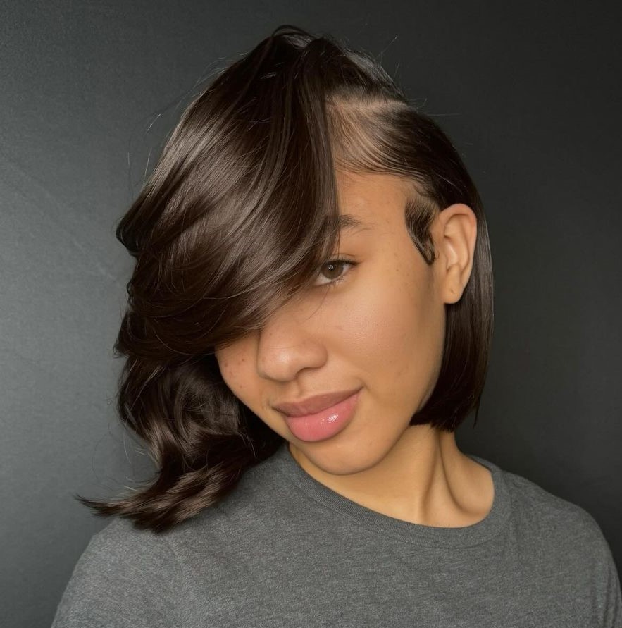 Straighened Bob with Sweeping Fringe