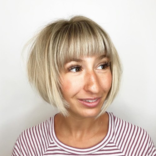 Shiny Light Blonde Balayage Bob