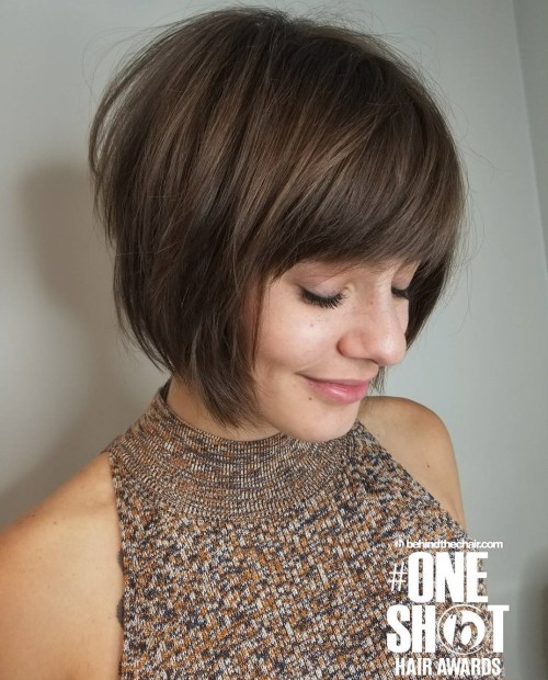Brunette Bob With Full Bangs