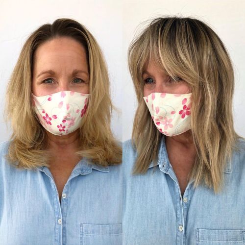 Over 40 Medium-Length Hairstyle with Bangs