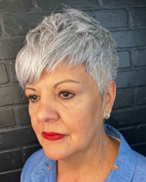 Gray Buzz Cut for Older Women
