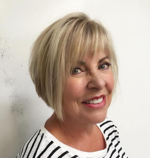 Youthful Jagged Bangs with Highlights