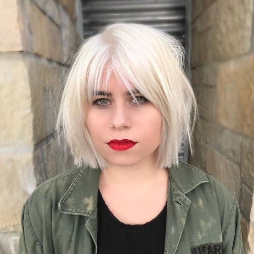 Straight Cut White Bob With Choppy Layers