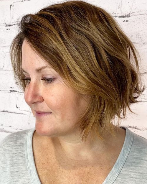 Over Tousled Bob for Round Faces